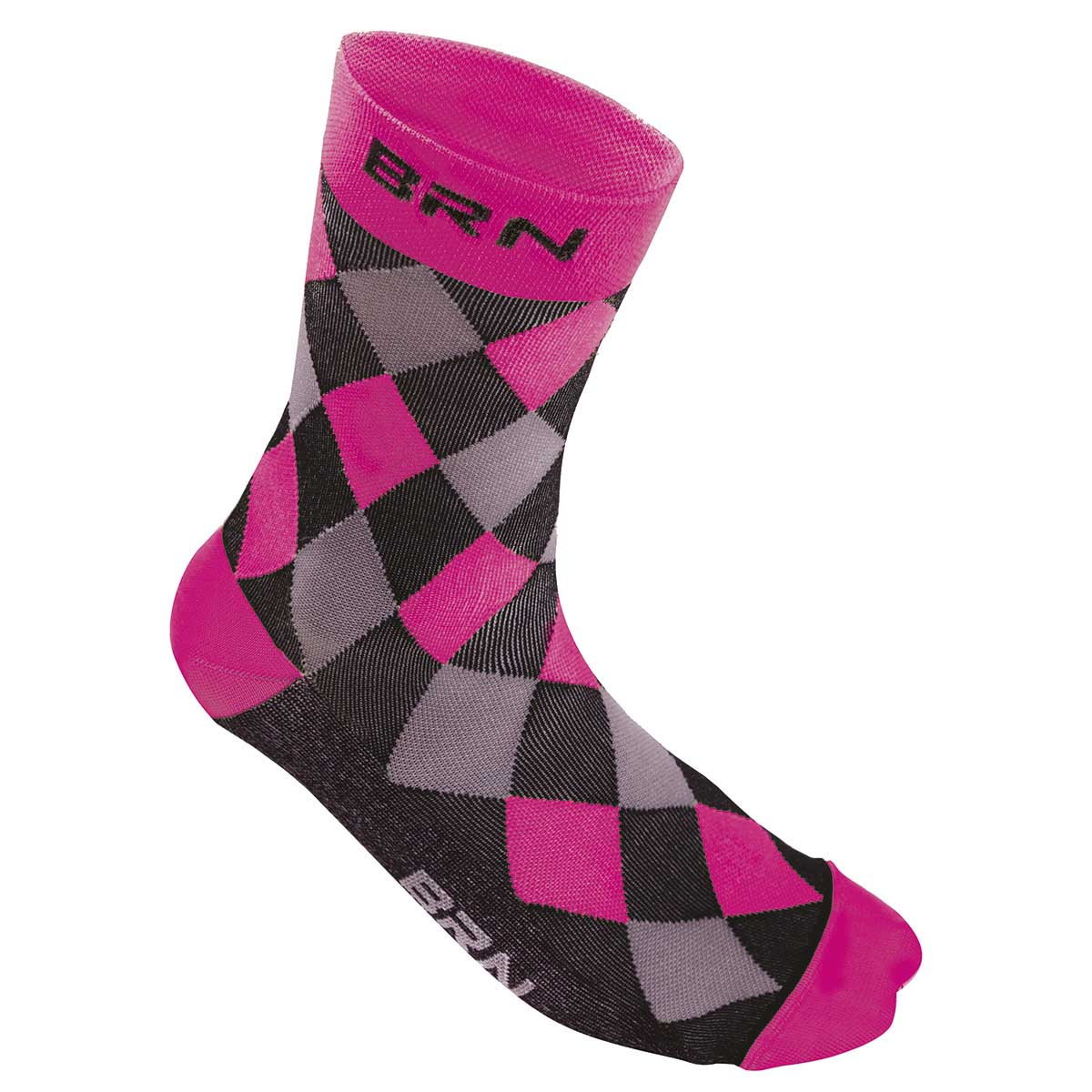 BRN Calzini BRN a Scacchi Fucsia Fluo/Neri