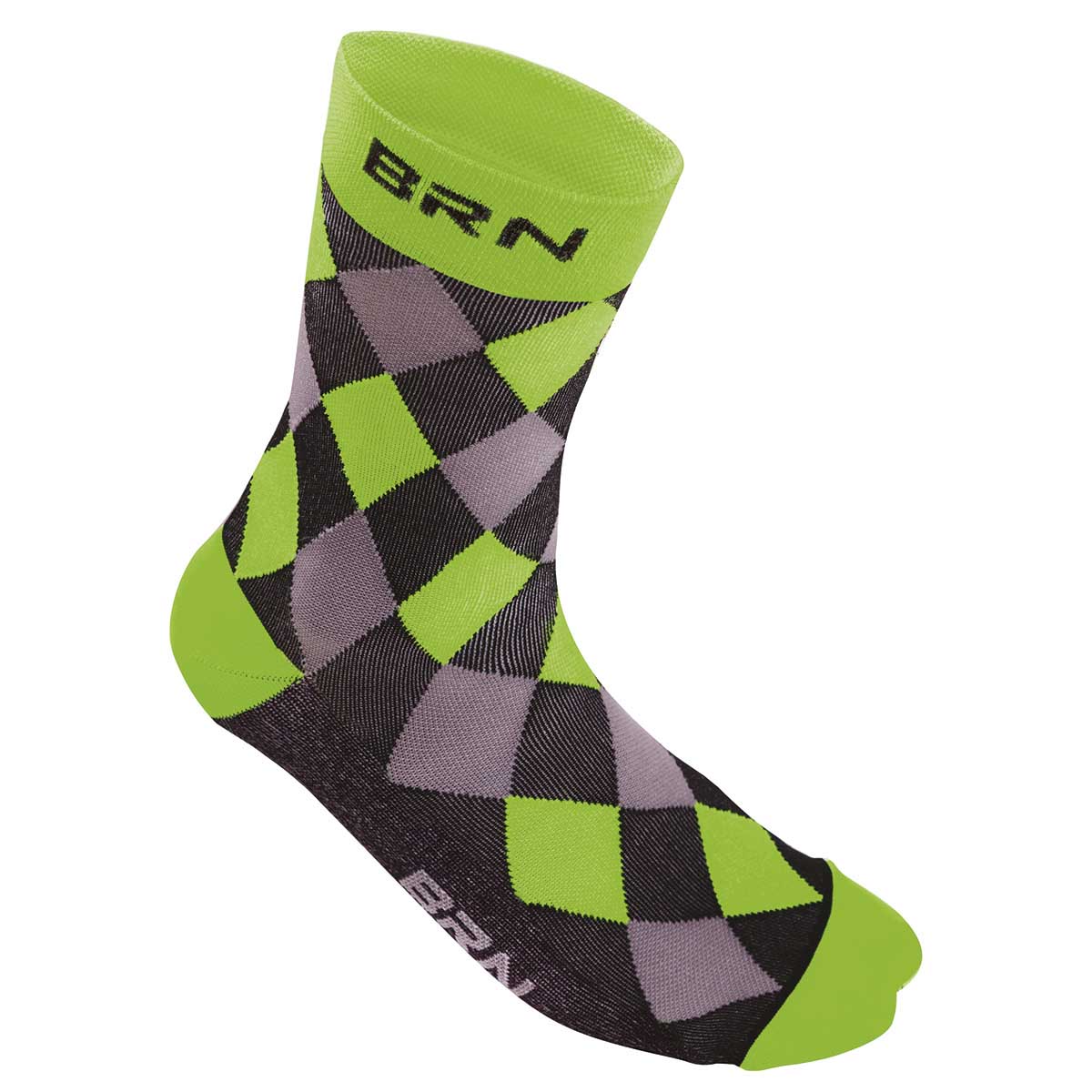 BRN Calzini BRN a Scacchi Verdi Fluo/Neri