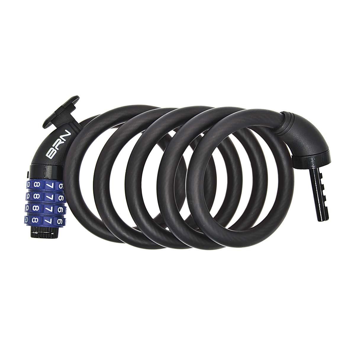 Lucchetto BRN Combo a Spirale 150 CM X 12 MM Nero Opaco