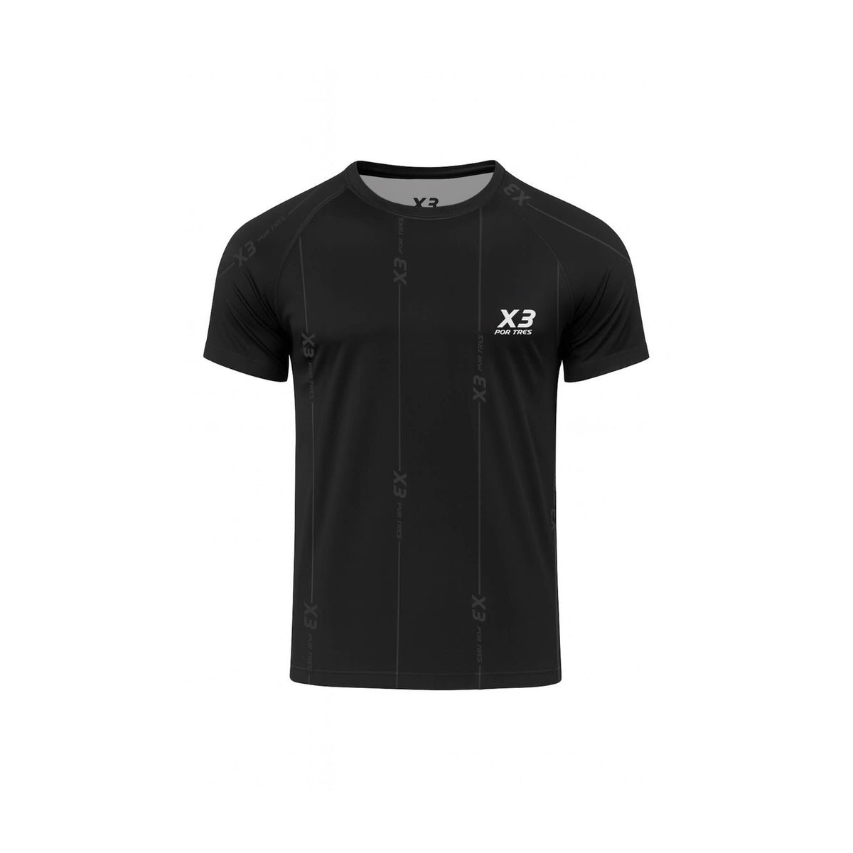 X3 Por Tres ATLANTA Nero- t-shirt in tessuto tecnico