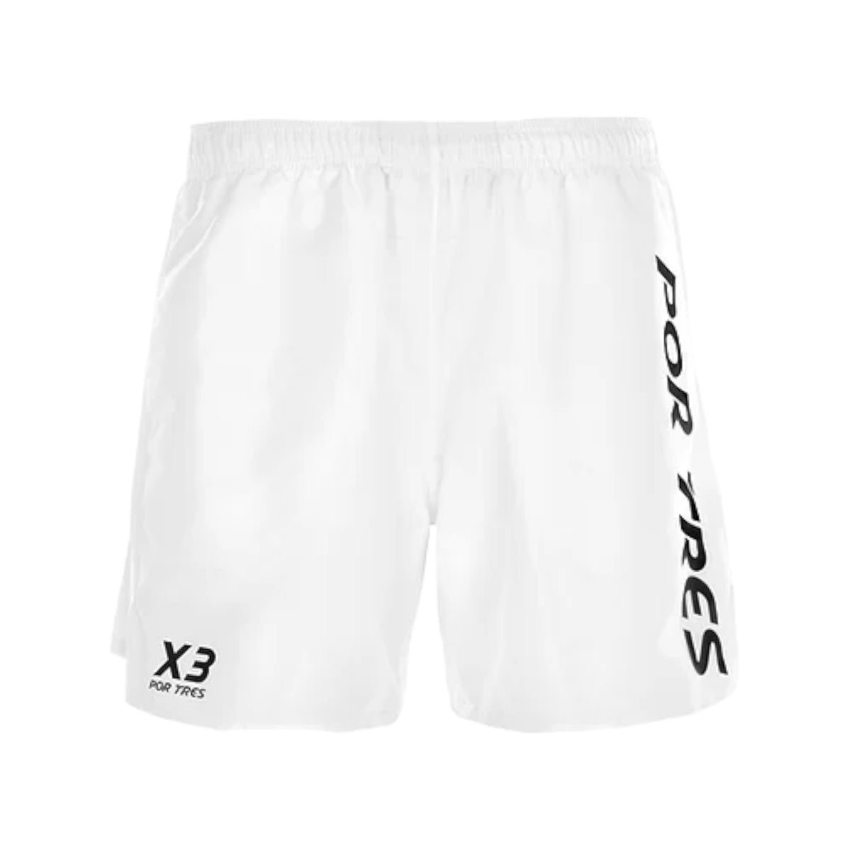 X3 Por Tres BARCELLONA Bianco logo nero - pantaloncino in tessuto tecnico