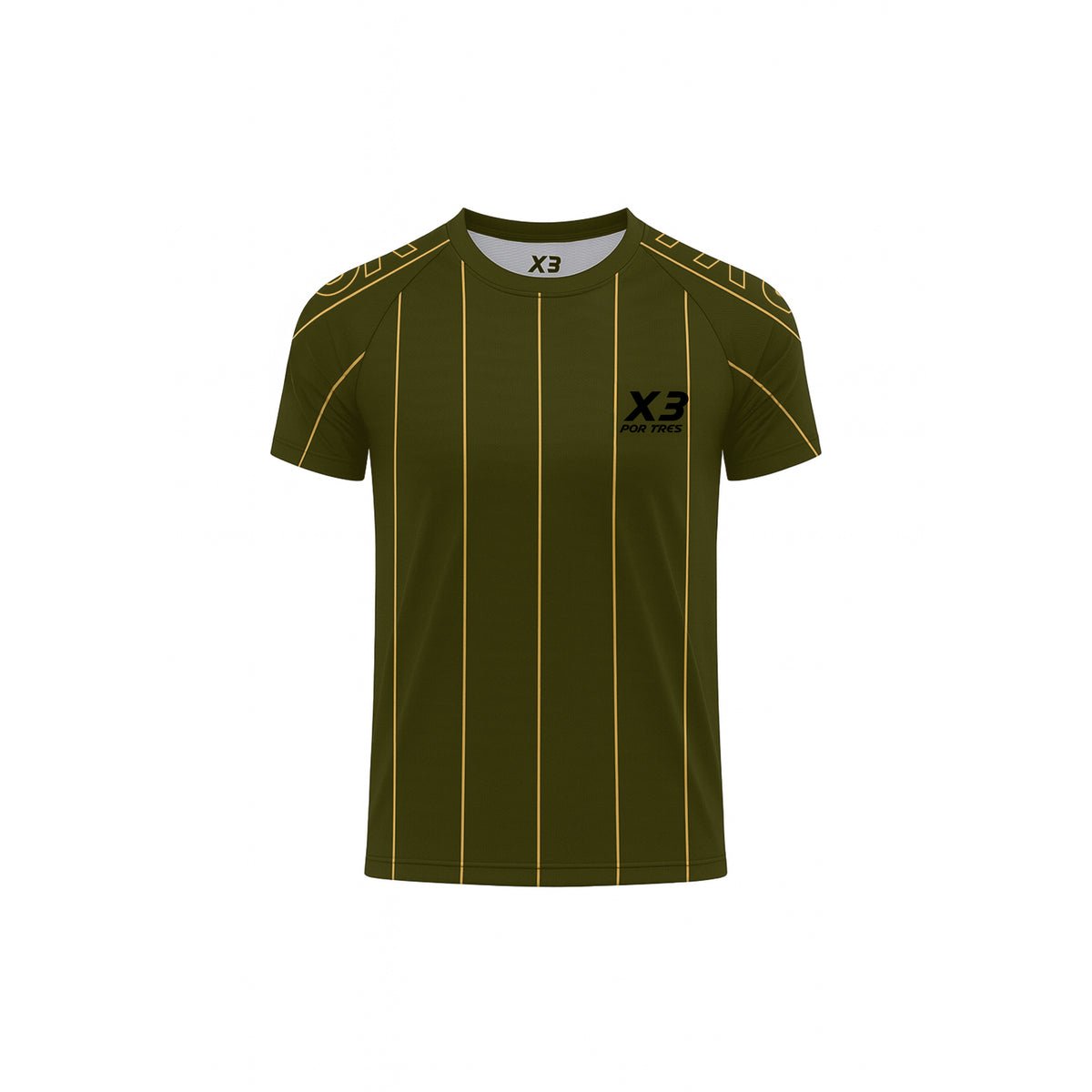 X3 Por Tres BOSTON Verde militare- t-shirt in tessuto tecnico