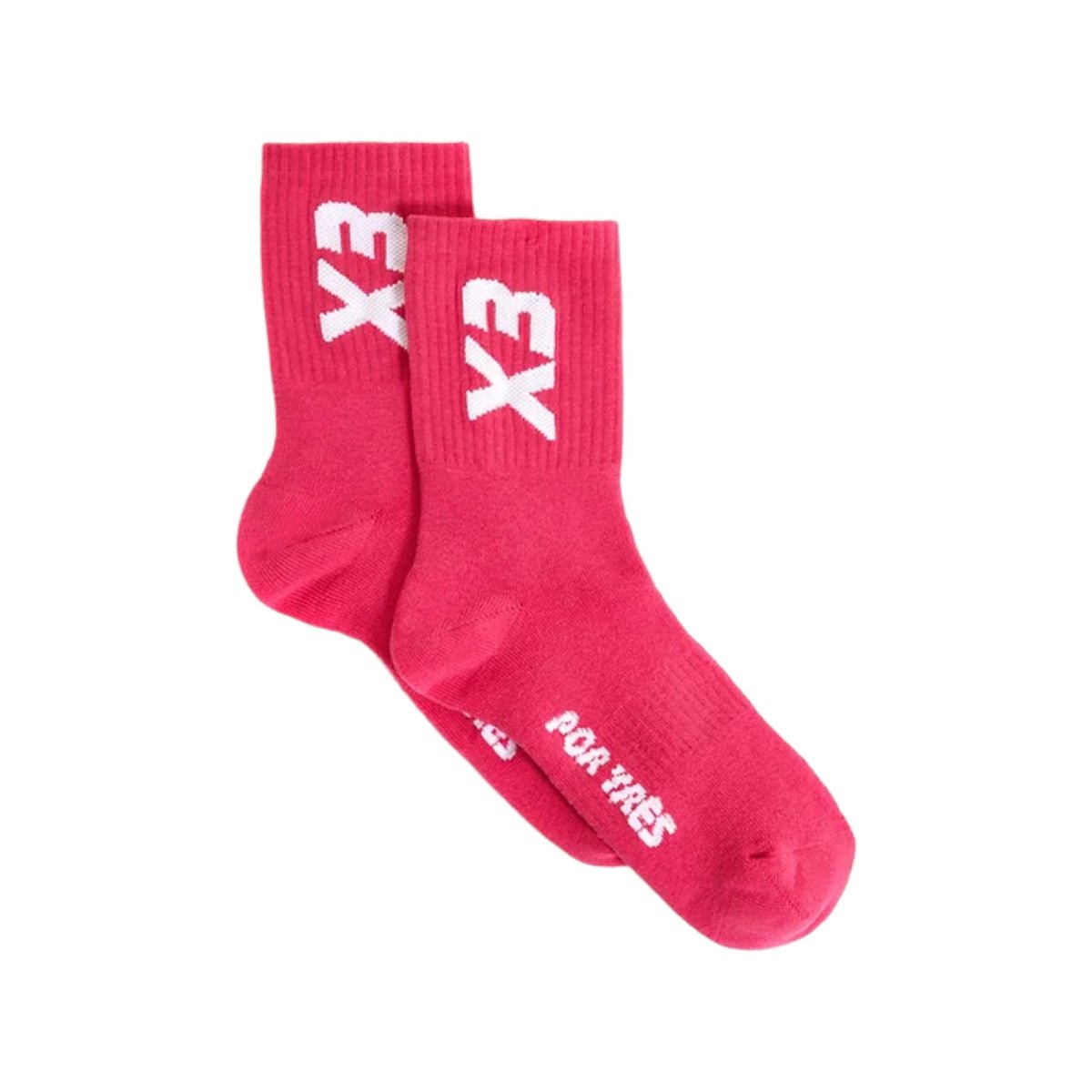 X3 Por Tres Calze ACTIVE Medie Fucsia con scritta Bianca