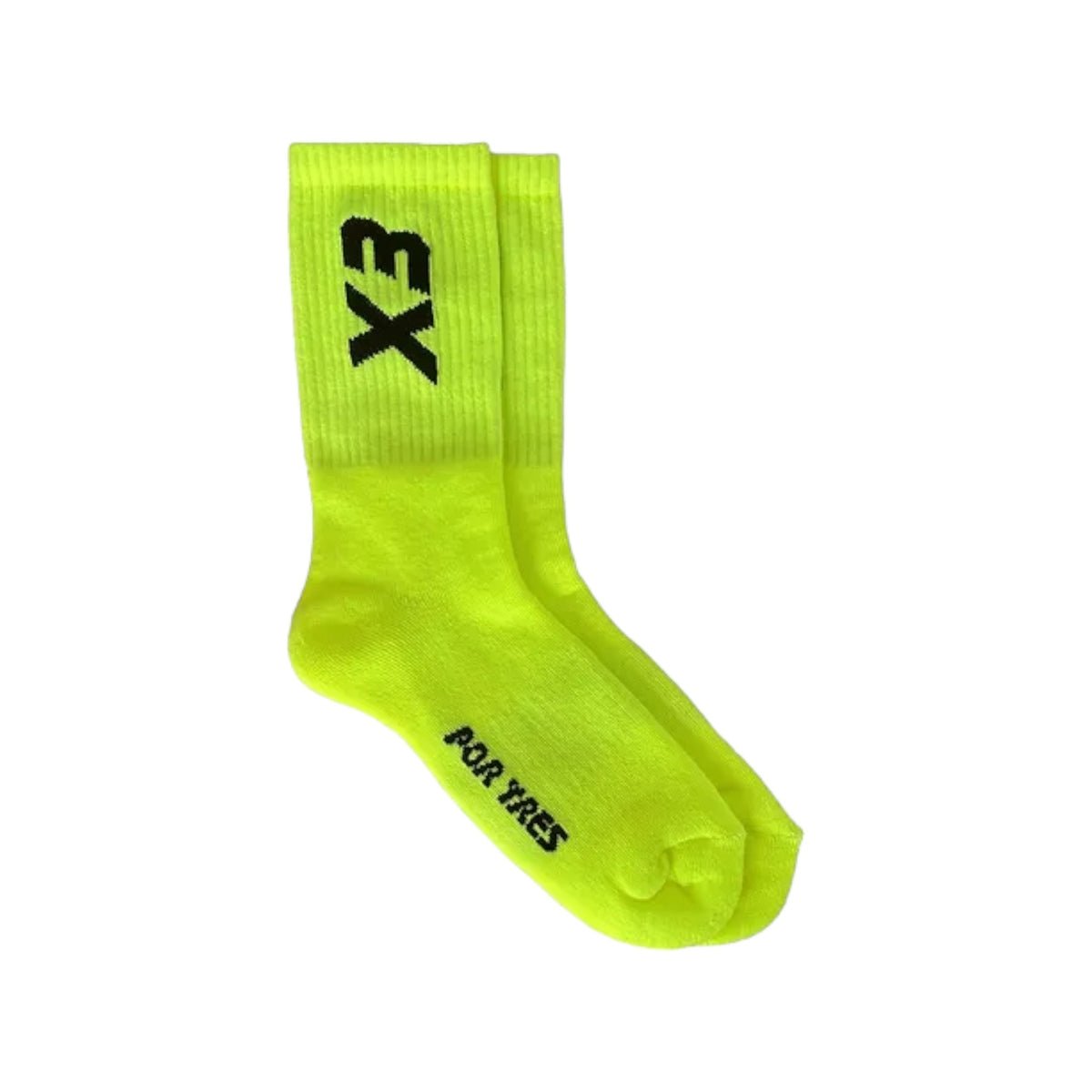 X3 Por Tres Calze ACTIVE Medie Giallo Fluo con scritta Nera