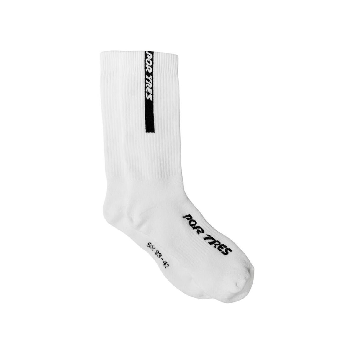 X3 Por Tres Calze ESSENTIAL Lunghe Bianche con Logo Nero 100% Cotone