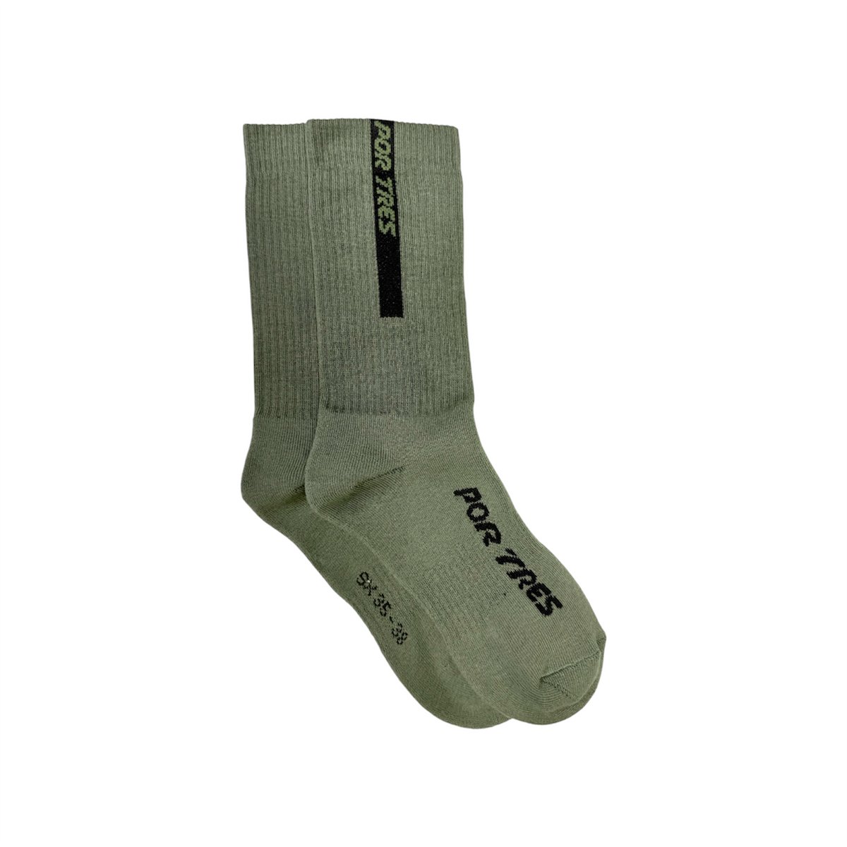 X3 Por Tres Calze ESSENTIAL Lunghe Verdi con Logo Nero 100% Cotone