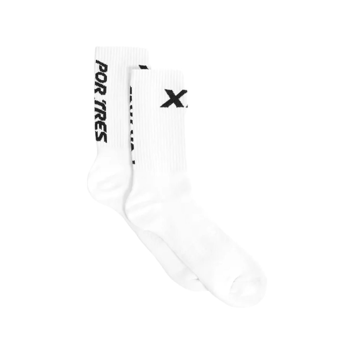 X3 Por Tres Calze PERFORMANCE Lunghe Bianche con scritta Nera