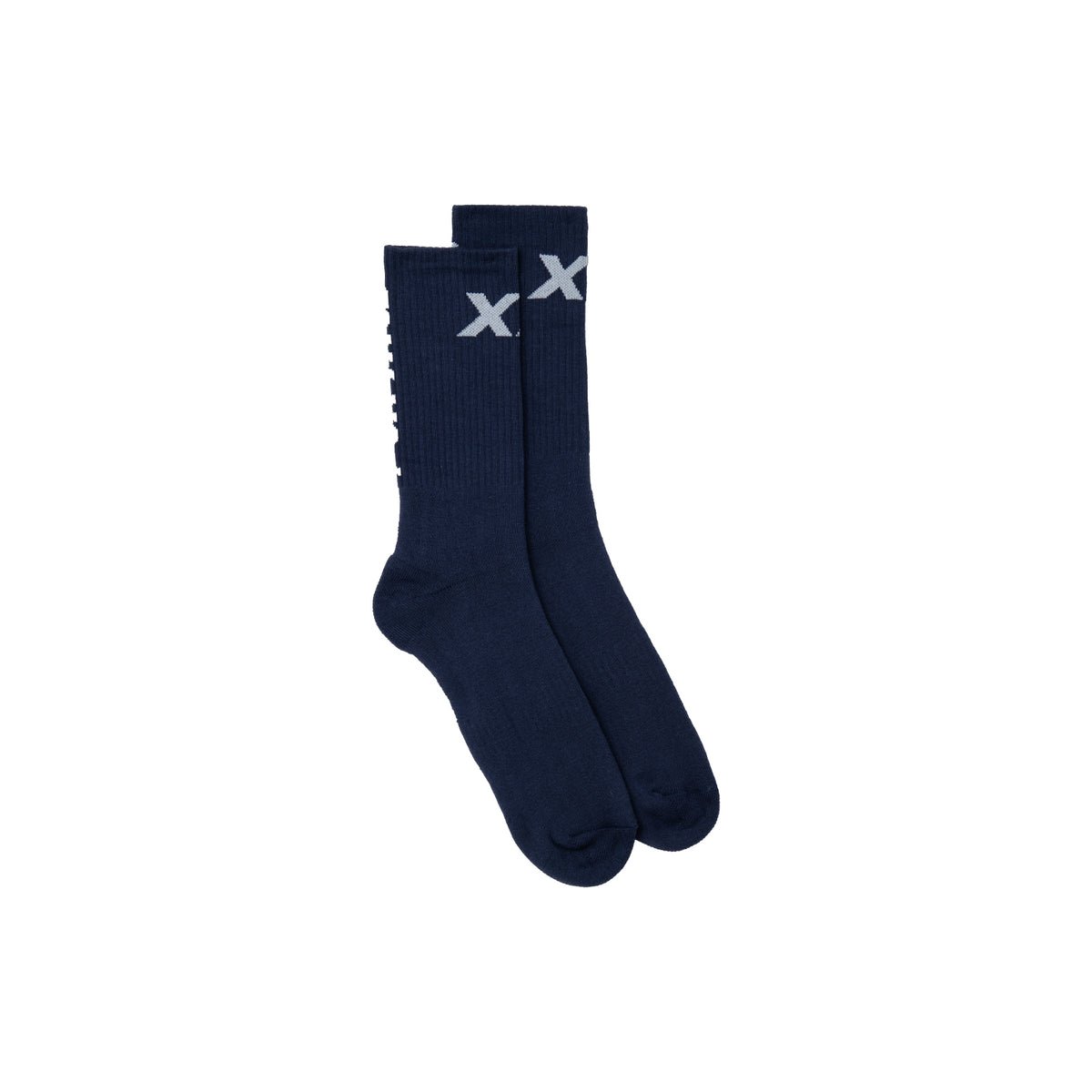 X3 Por Tres Calze PERFORMANCE Lunghe Blu con scritta Bianca
