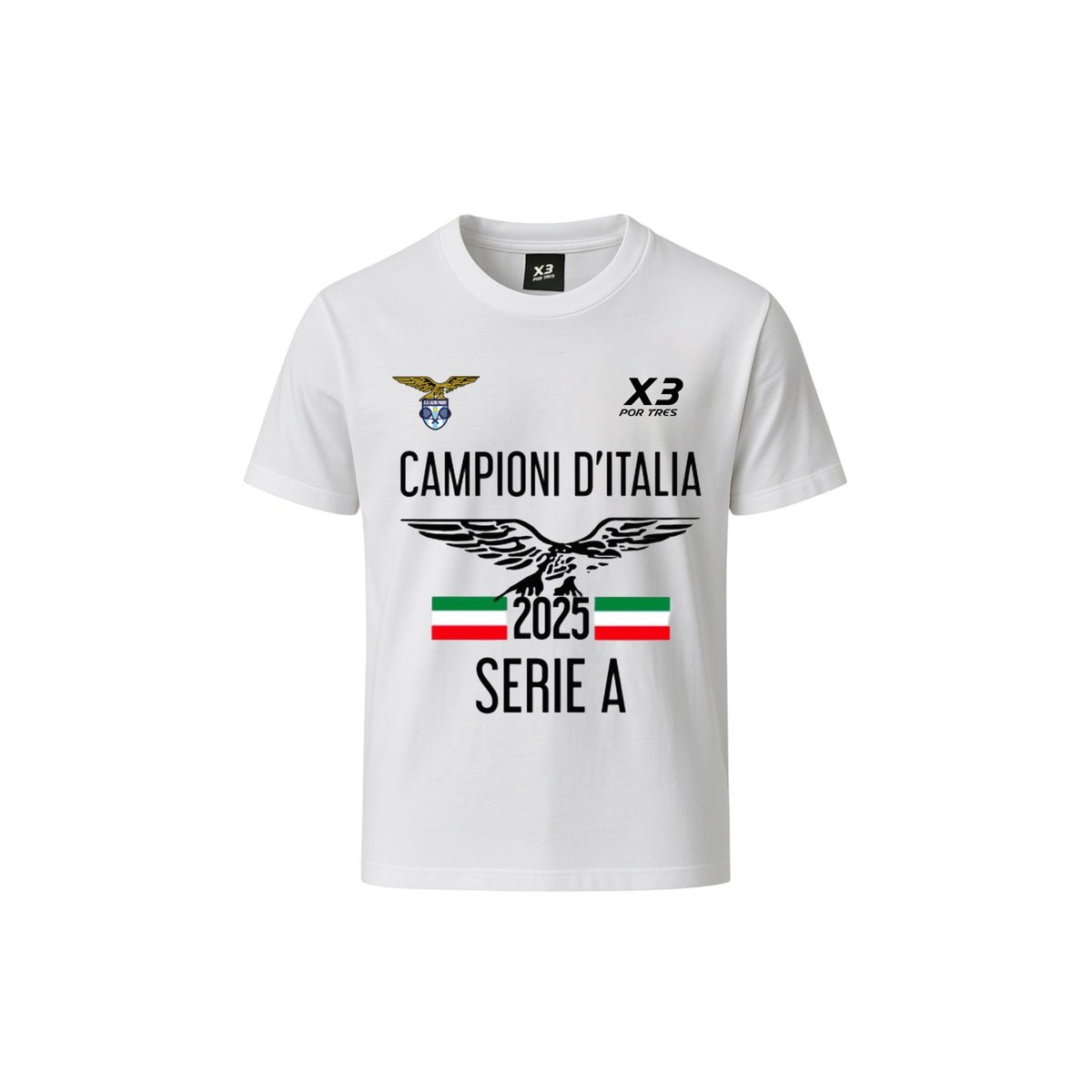 X3 Por Tres CAMPIONI D'ITALIA 2025 - CAPSULE LAZIO T-SHIRT IN COTONE