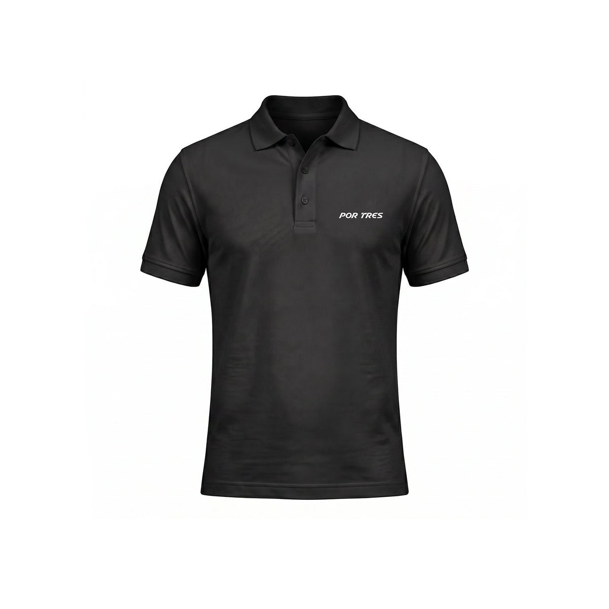 X3 Por Tres CRETA Polo unisex nero in cotone piquet