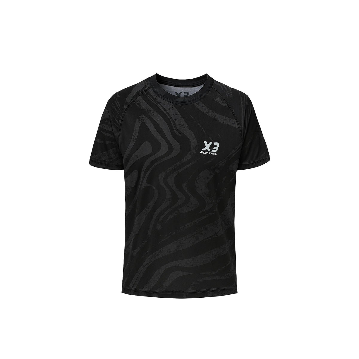 X3 Por Tres DETROIT Nero - T-shirt in Tessuto Tecnico