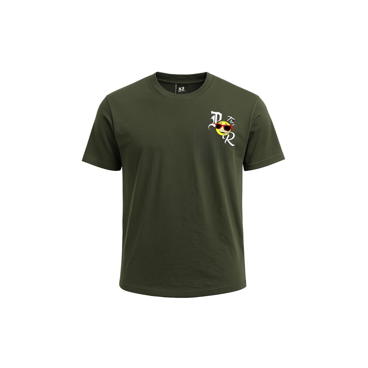 X3 Por Tres EXETER Verde Militare T-shirt Cotone Unisex