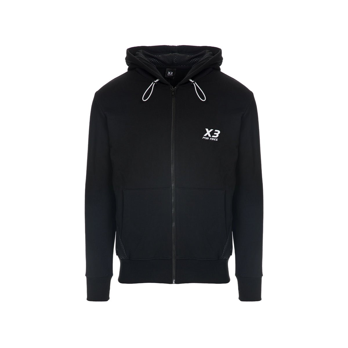 X3 Por Tres Felpa USA con cappuccio Nera con inserti Bianchi