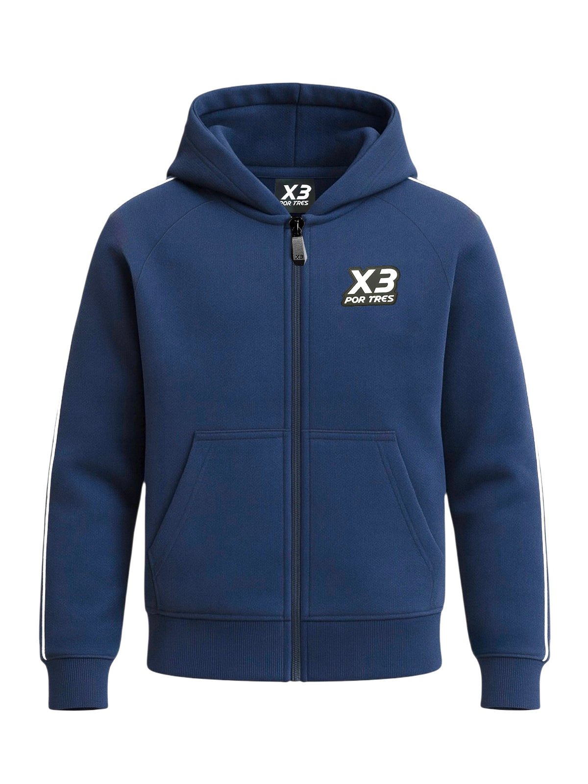 X3 Por Tres HOUSTON Blu Felpa full zip con cappuccio