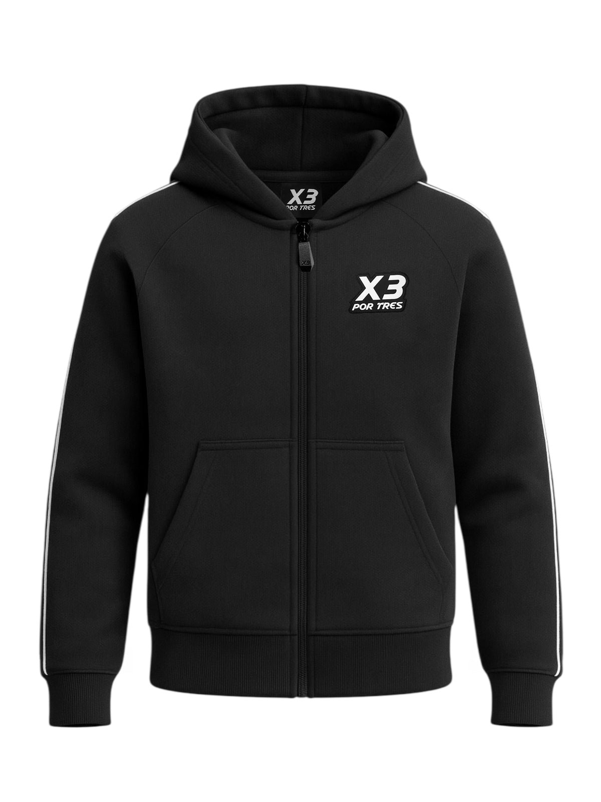 X3 Por Tres HOUSTON Nera Felpa full zip con cappuccio