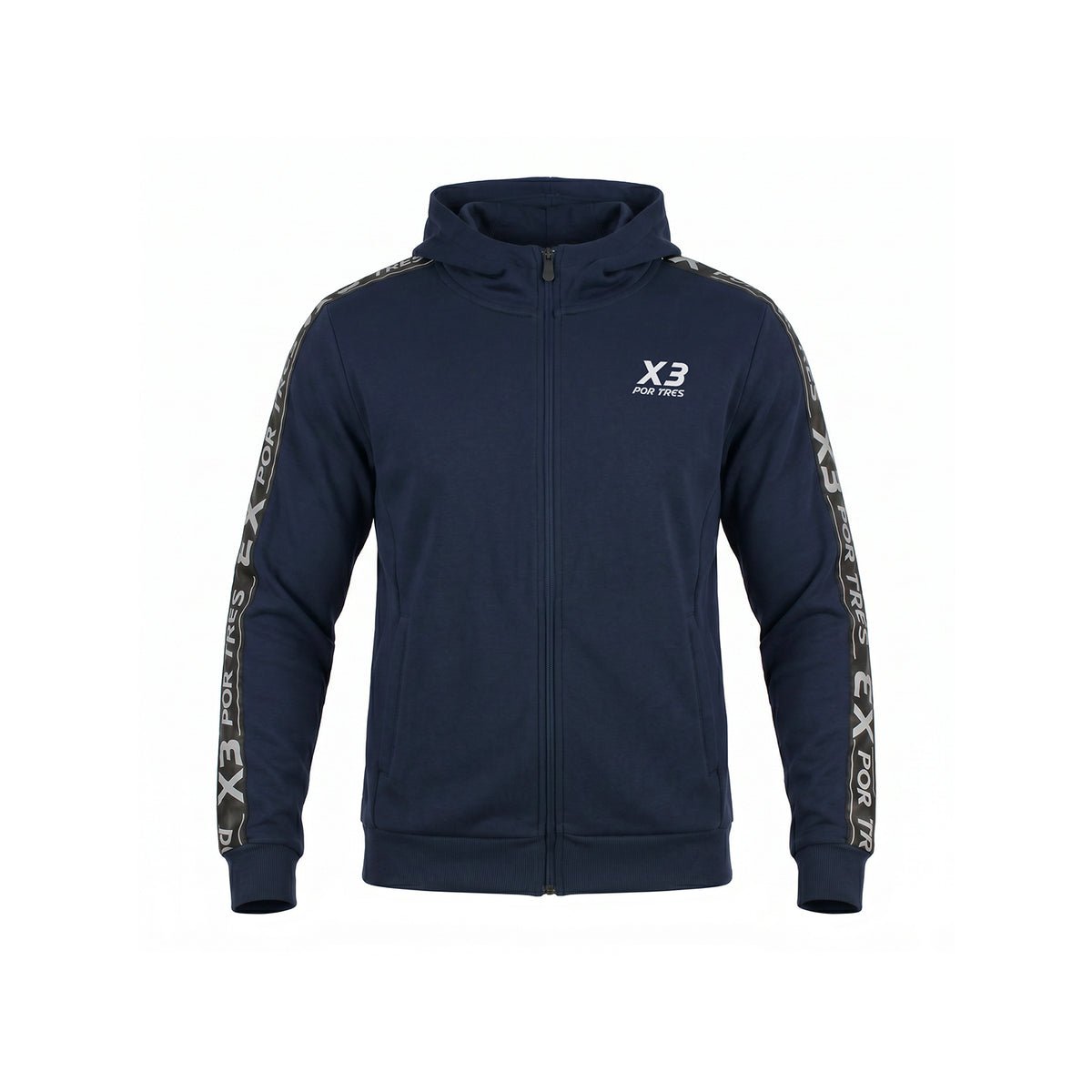 X3 Por Tres INDIANA Blu- Giacca full zip in cotone tecnico- mid season