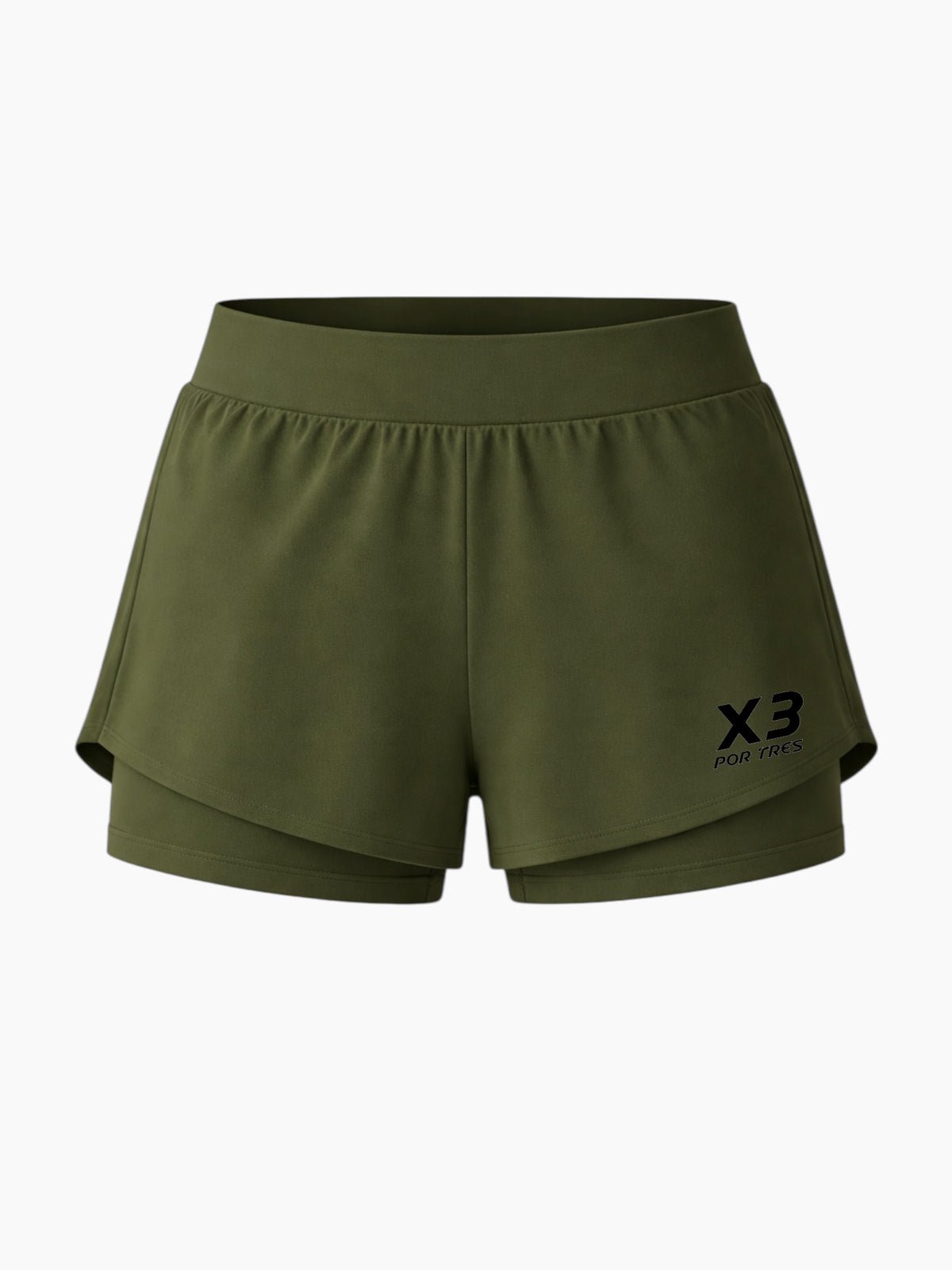 X3 Por Tres JAEN Verde Militare Pantaloncino Donna