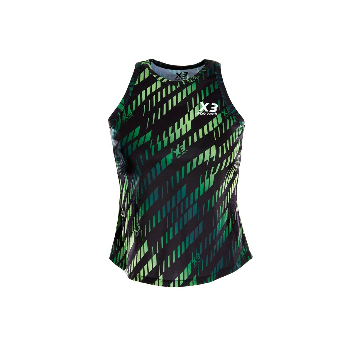 X3 Por Tres LAS RODAZ Verde Canotta Donna