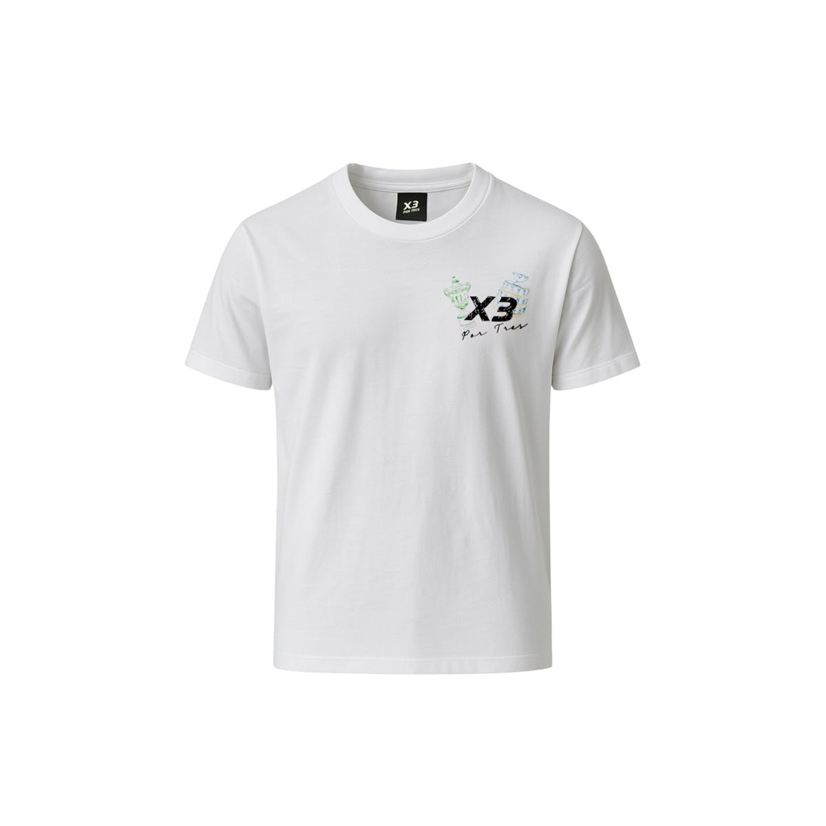 X3 Por Tres LUTER Bianca T-shirt Cotone