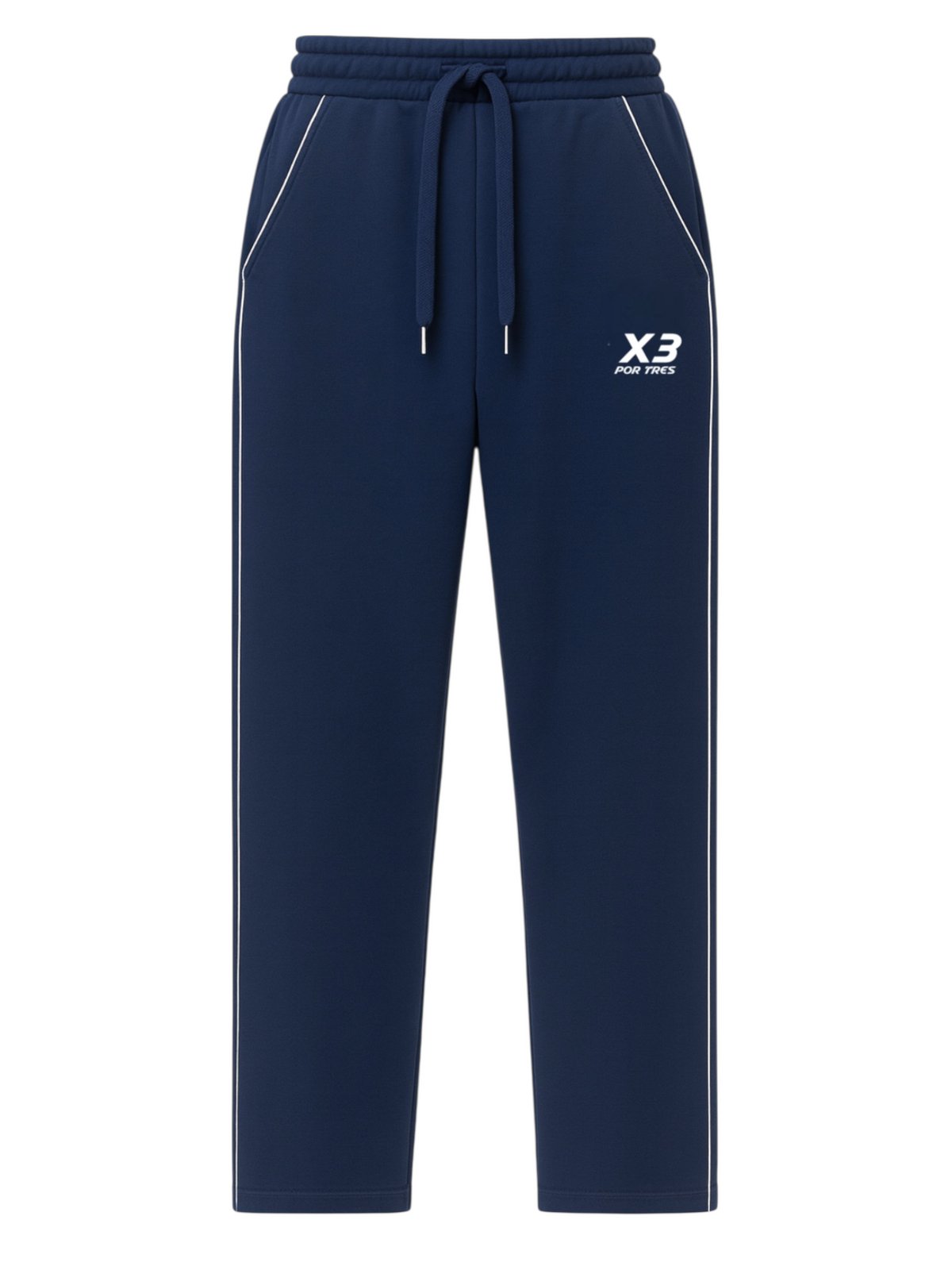 X3 Por Tres MONTANA Blu - Pantalone in caldo cotone con zip alle caviglie