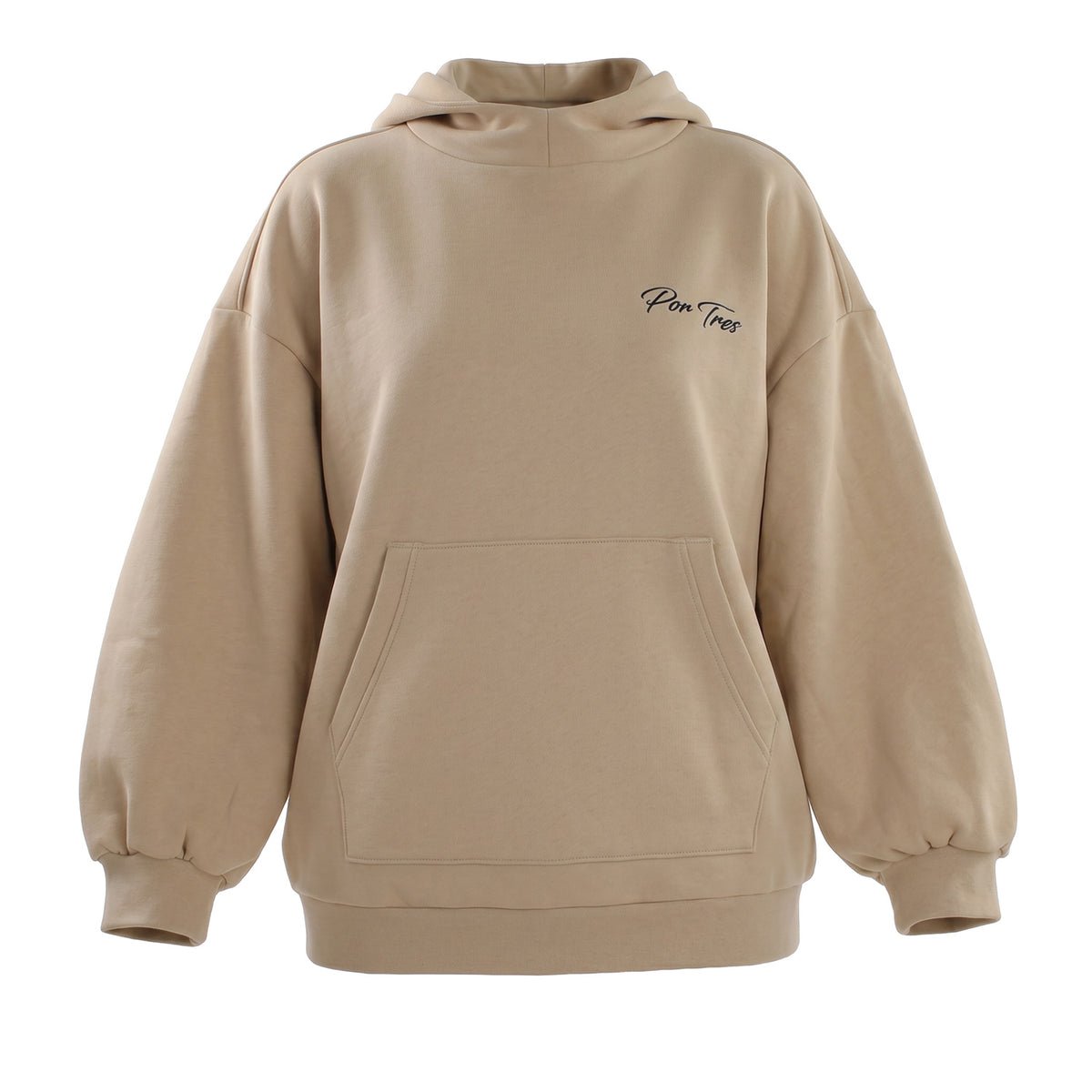 X3 Por Tres MONTREAL Beige Felpa Donna con cappuccio e tasca