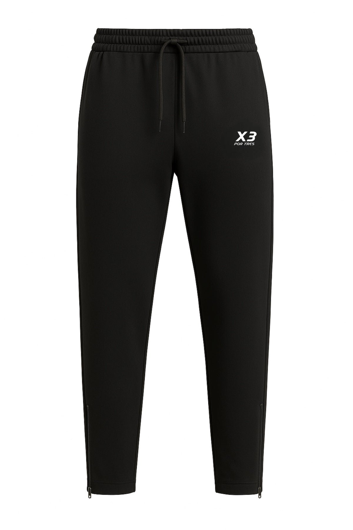 X3 Por Tres OHIO Nero- Pantalone in cotone tecnico con zip alle caviglie