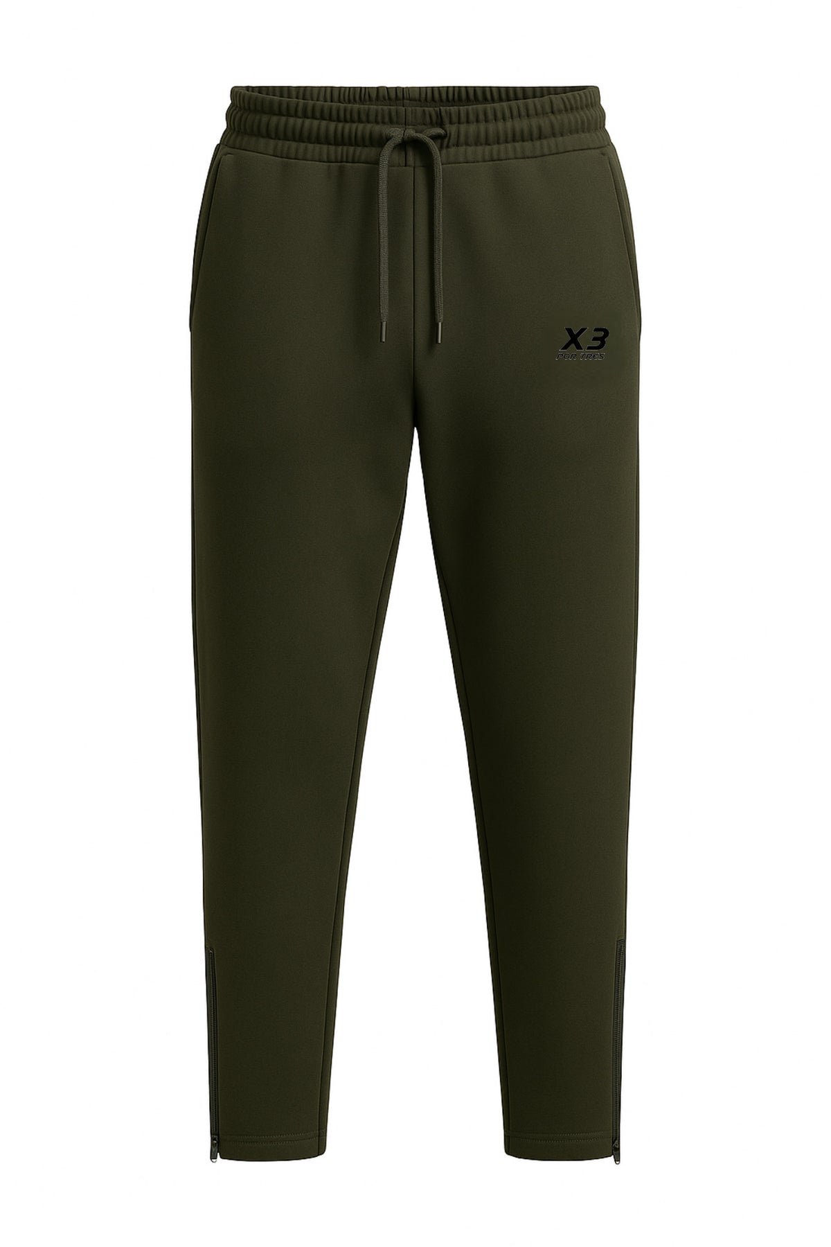 X3 Por Tres OHIO Verde Militare - Pantalone in cotone tecnico con zip alle caviglie