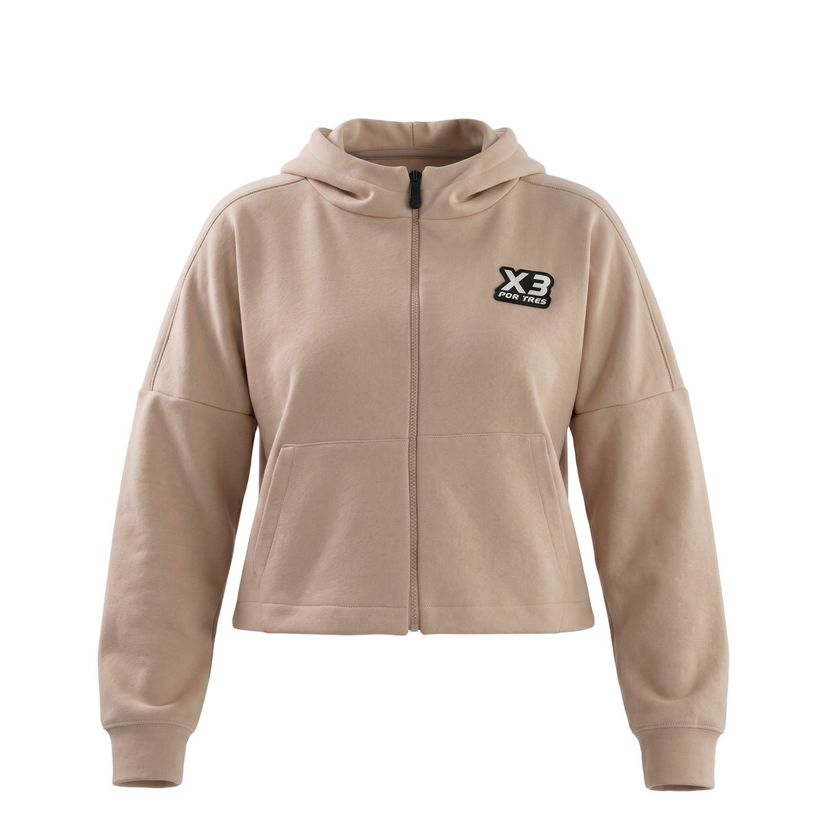 X3 Por Tres ONTARIO Beige Felpa crop donna con cappuccio