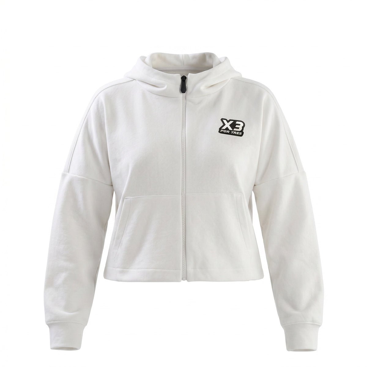 X3 Por Tres ONTARIO Off-White Felpa crop donna con cappuccio