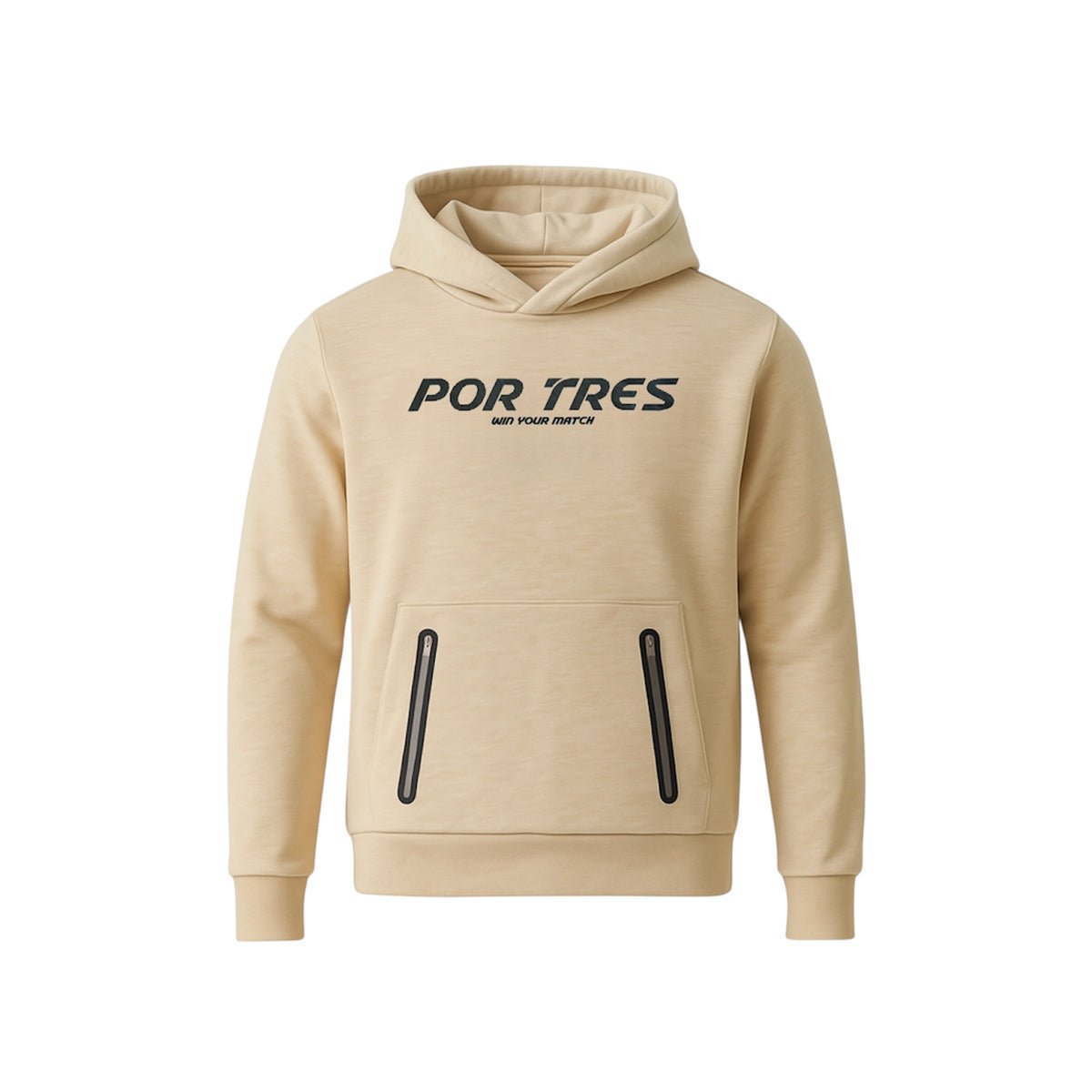 X3 Por Tres PERU' Beige - Felpa in cotone mid season con marsupio