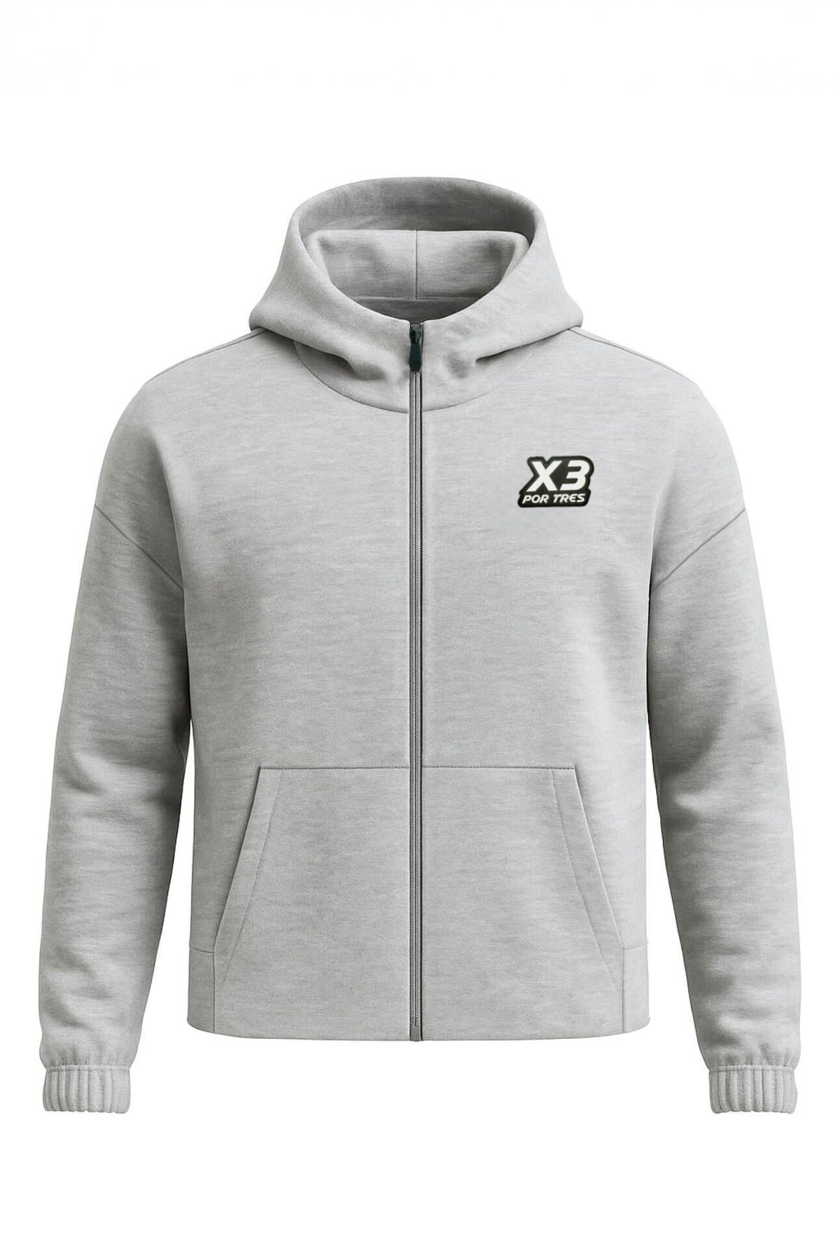 X3 Por Tres QUEBEC Grigio - Felpa donna cappuccio e zip
