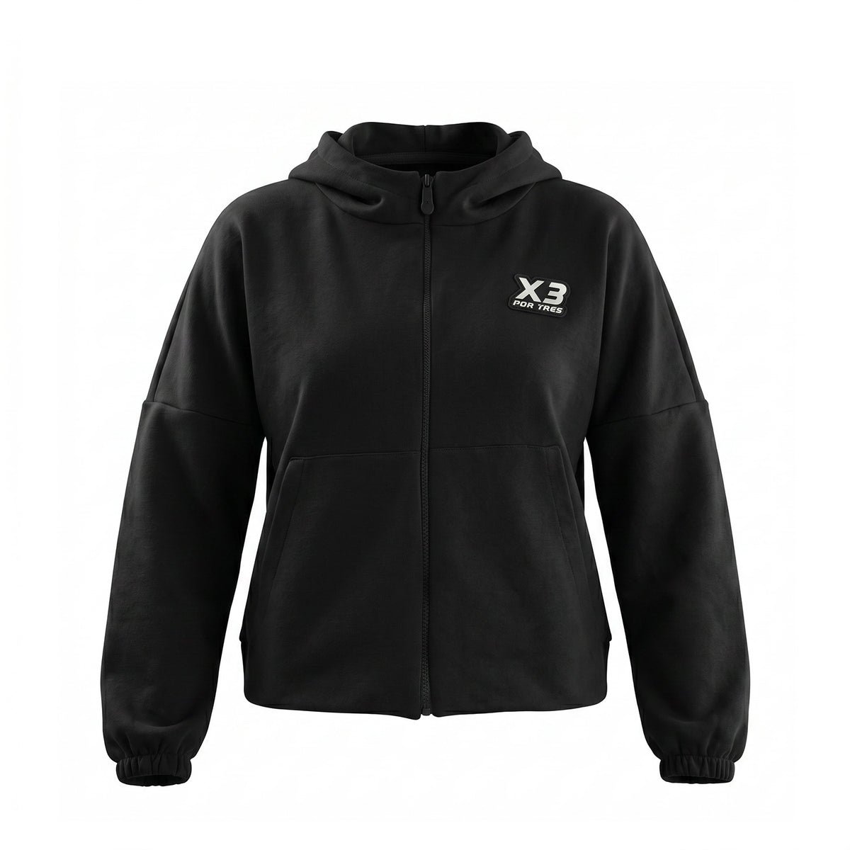 X3 Por Tres QUEBEC Nero - Felpa donna cappuccio e zip